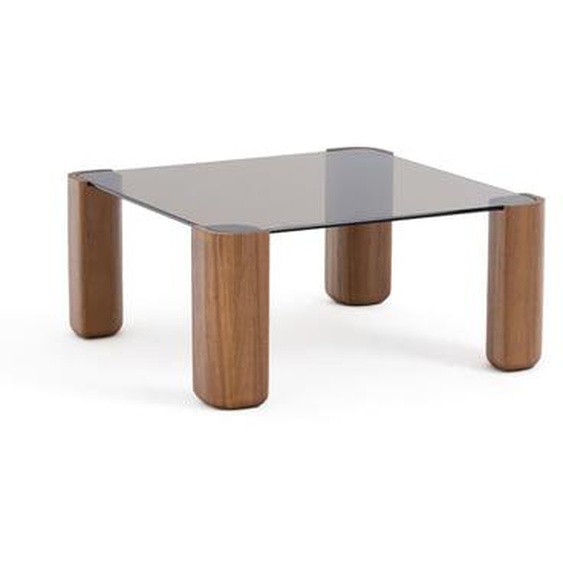 Table basse, verre et noyer massif, Boldi