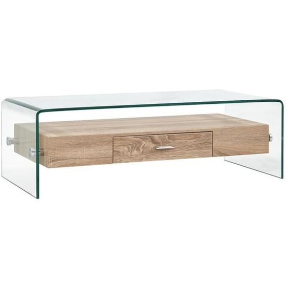 Table basse - VIDAXL - Clair 98 x 45 x 31 cm - Bois - Verre trempé - Style Scandinave Moderne