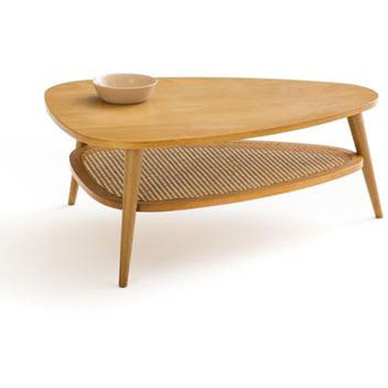 Table basse vintage chêne et cannage, Quilda