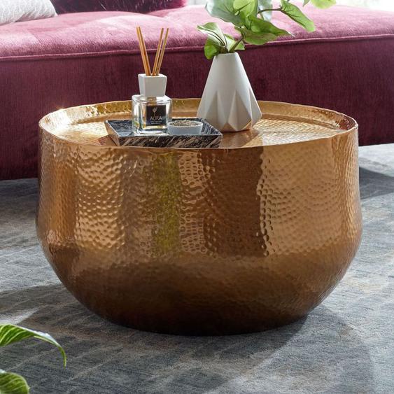 Table basse - WOHNLING - Ronde - Aluminium doré - 60x60x35 cm - Design oriental