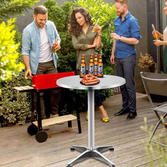 Table Bistro Haute de Bar Aluminium Réglage en Hauteur 70-110cm Ø60cm Meuble Terrasse Salon - Rond - OHMG