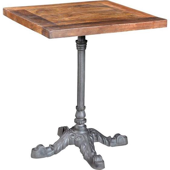 Table bistrot carrée en manguier avec pied en fer forgé 60 cm - Essentiel - Marron - 60 x 60 x 72 cm