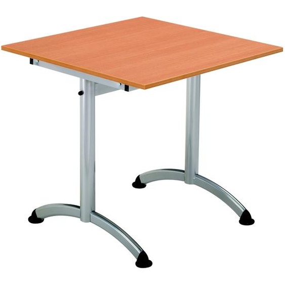 Table Cafeteria L. 120 x P. 80 cm, plateau Hêtre, piétement Aluminium