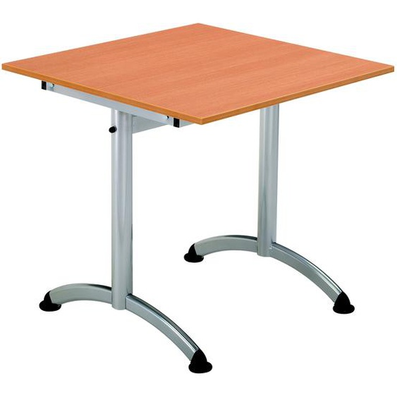 Table Cafeteria L. 120 x P. 80 cm, plateau Hêtre, piétement Aluminium