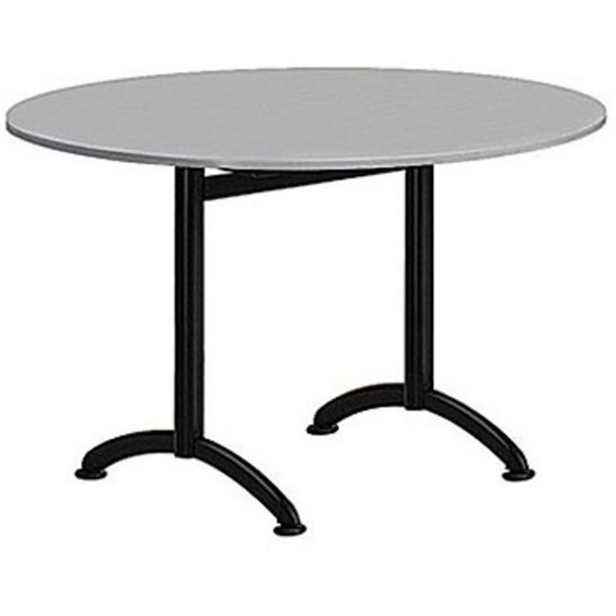 Table Cafeteria ronde diamètre 120 cm, plateau Gris, piétement Noir
