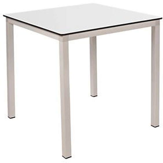 Table carrée empilable Harvey L.70 x P.70 cm - Usage intérieur & extérieur - Plateau Blanc - Pieds blanc