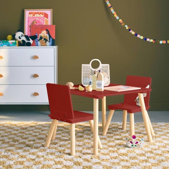Table Carrée Enfant Bois De Pin 2 Assises - Judith Terracotta