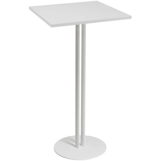 Table carrée Roxane hauteur 110 cm plateau Blanc 60 cm - Pied central métal Blanc