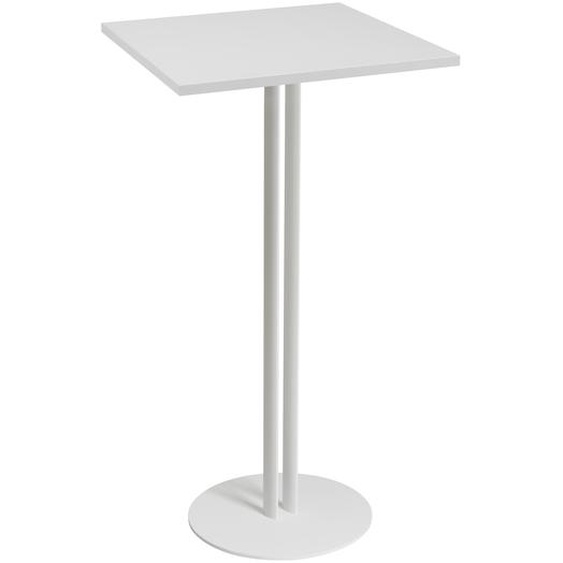 Table carrée Roxane hauteur 110 cm plateau Blanc 60 cm - Pied central métal Blanc