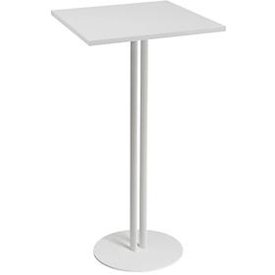 Table carrée Roxane hauteur 110 cm plateau Blanc 60 cm - Pied central métal Blanc