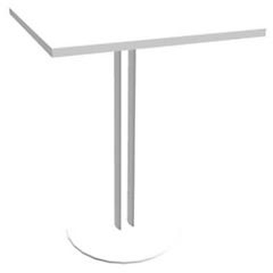 Table carrée Roxane hauteur 74 cm plateau Blanc 60 cm - Pied central métal Blanc