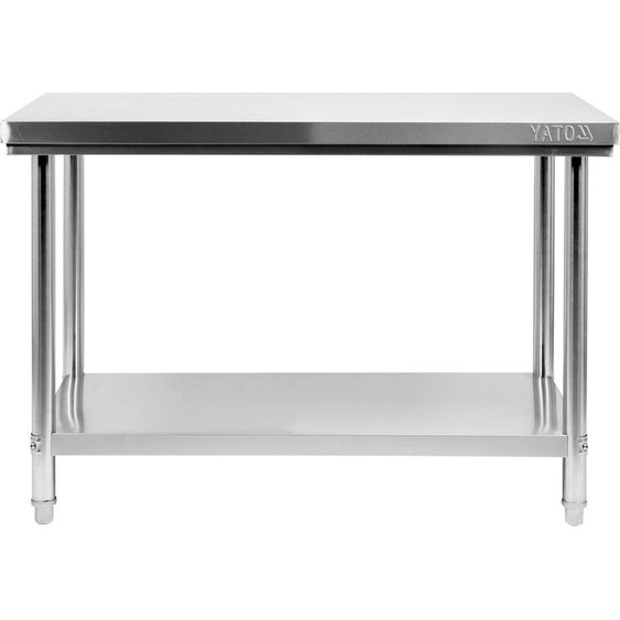 Table centrale avec étagère 120 x 70 x 85 cm, en acier inoxydable