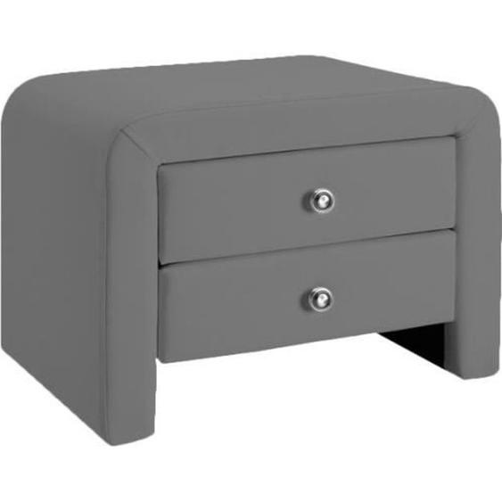 Table chevet design en simili cuir Eva - Gris