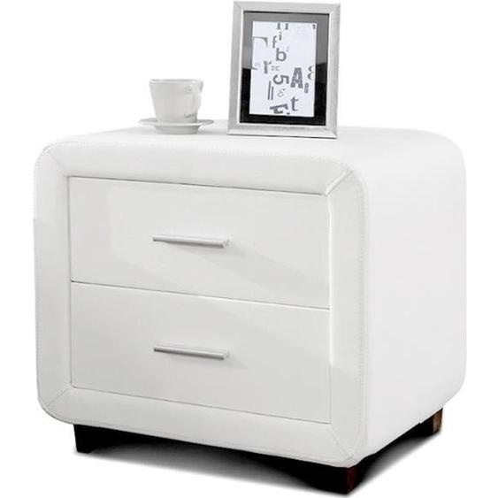 Table chevet design en simili cuir ZEST - Blanc