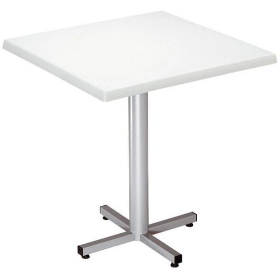 Table Coffee carrée L.70 x P.70 x H.75 cm - Plateau Blanc – Pied central Aluminium