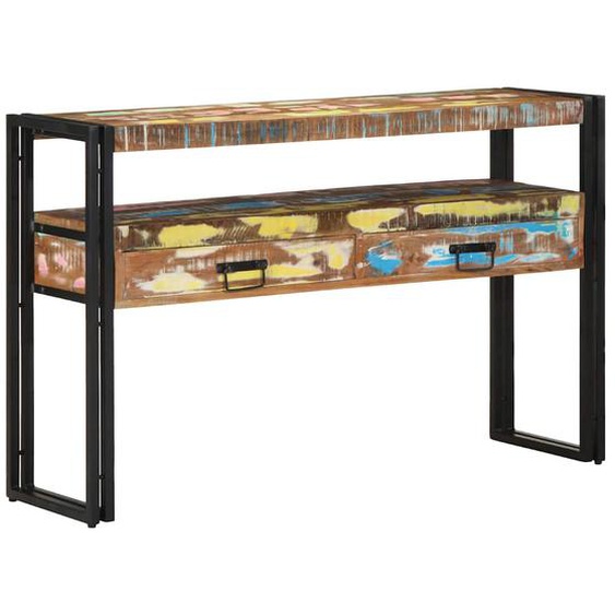 Table console 120 x 33 x 75 cm bois de récupération massif