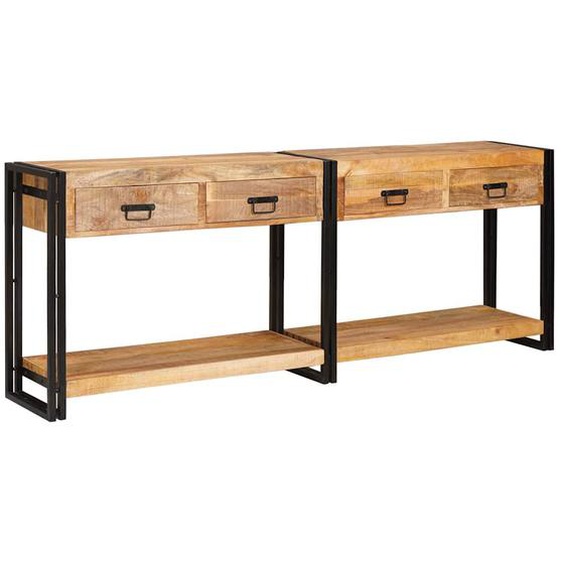 Table console 2 pcs Marron Bois de manguier brut massif