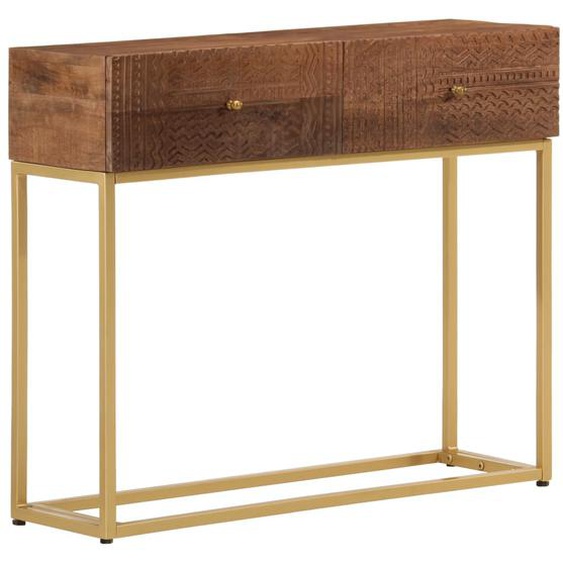 Table console 90x30x76 cm bois massif de manguier et fer
