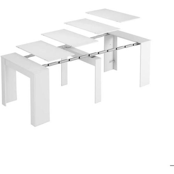 Table console à rallonge Dpanozz - Dmora - Melaminè - Blanc 90x51h78 cm