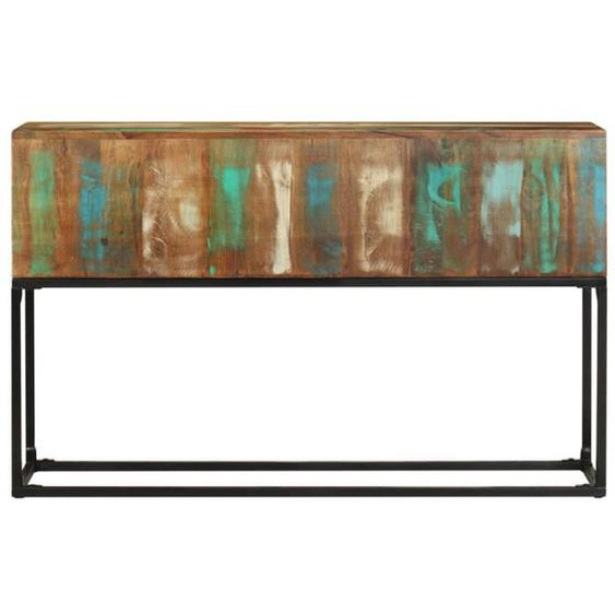 Table console - AKOZON - 120x30x75 cm - Bois de récupération massif - Fer enduit de poudre - Style industriel