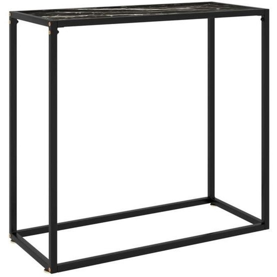 Table console - AKOZON - Noir - Verre trempé - 80x35x75 cm - Design contemporain