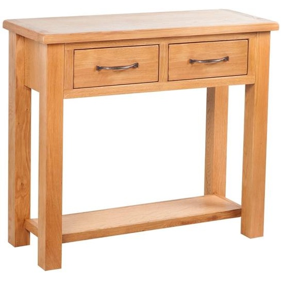 Table console avec 2 tiroirs 83x30x73 cm Bois de chêne massif