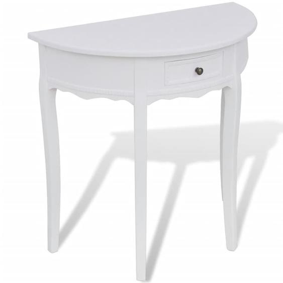 Table console avec tiroir Demi-ronde Blanc