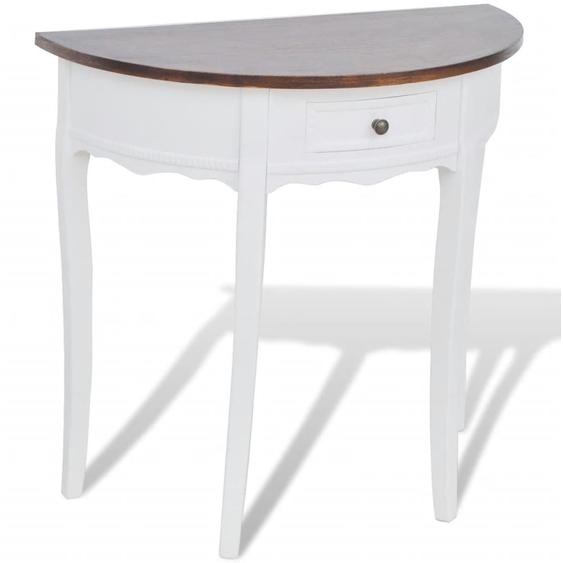 Table console avec tiroir et dessus de table marron Demi-ronde