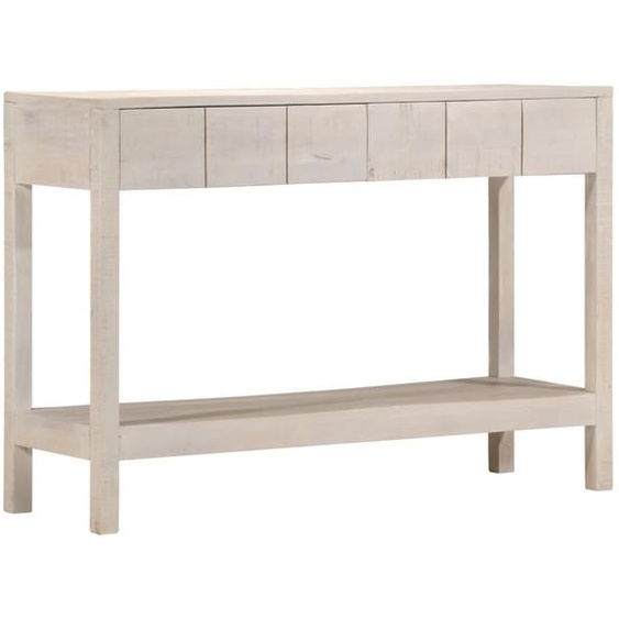 Table console blanc 110x35x75 cm bois de manguier solide