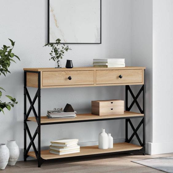 Table console chêne sonoma 100x28x75 cm bois dingénierie