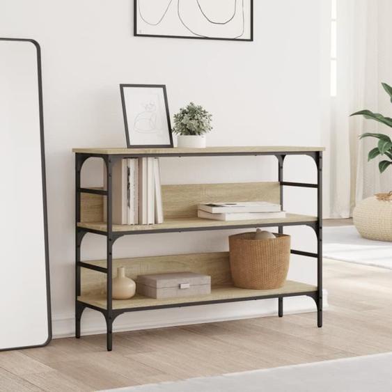 Table console chêne sonoma - Mothinessto - DS327 - Bois dingénierie - Métal - 100x32x75 cm