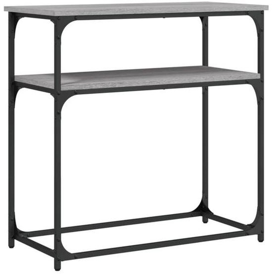 Table console d entree fonctionnel et style avec etageres 75 x 35,5 x 75 cm bois d ingenierie gris et metal DEC032246