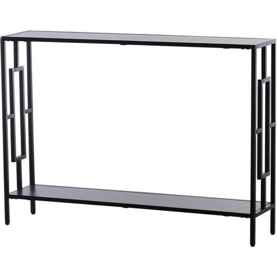 Table Console dappoint Design Industriel HOMCOM - Acier Noir et Bois Gris - 106L x 23l x 76H cm