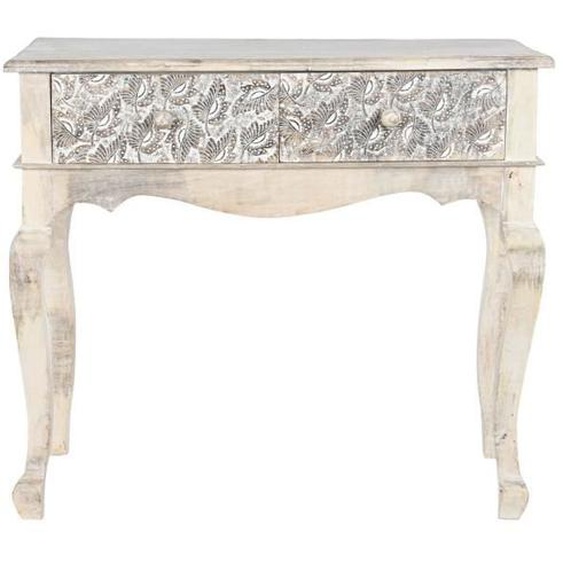 Table console en bois coloris naturel et blanc - Longueur 91 x Profondeur 42 x hauteur 81 cm