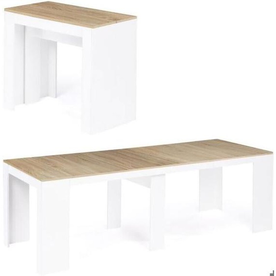 Table Console Extensible 10 Personnes 235 cm Bois Blanc