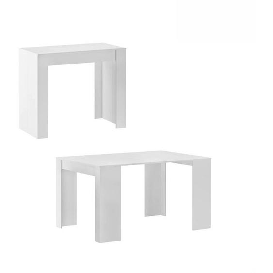 Table Console Extensible 140 pour 6 Personnes Style Moderne Blanc