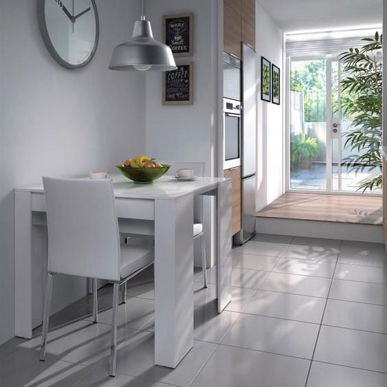 Table console extensible 51/237x90x78 cm en bois blanc