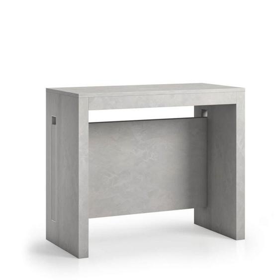 Table console extensible 8 couverts TOPAZ 90 cm béton avec allonges intégrées