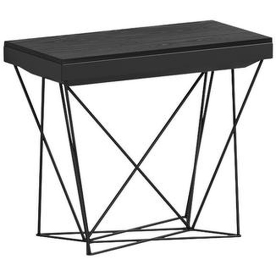 Table console extensible a rallonges AVIANCA plateau Noir charbon largeur 90cm
