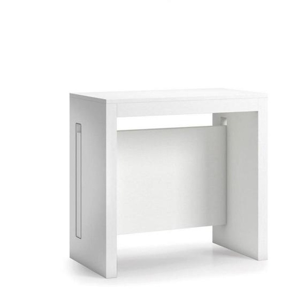Table console extensible 8 couverts GRANDEZZA chêne blanc 80 cm avec allonges intégrées