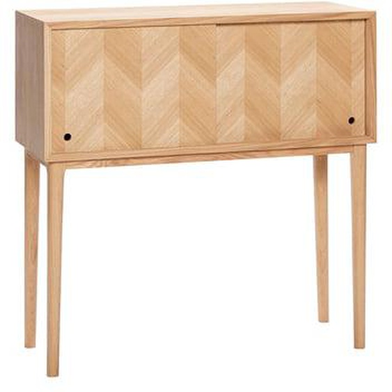 Table console Herringbone Portes Coulissantes en mdf, placage de chêne et bois de chêne