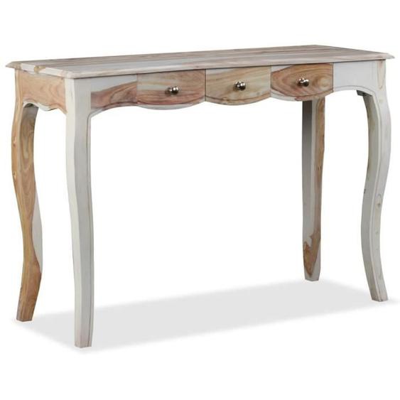 Table console industrielle VIDAXL en bois de Sesham massif avec 3 tiroirs - Blanc - 110x40x76 cm