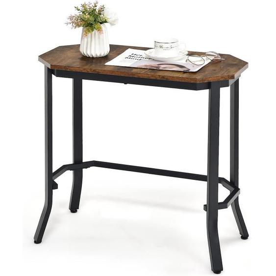 LIFEZEAL Table Console, Table d’Entrée en Bois, Bout de canapé Structure en Acier Robuste, 64 x 32 x 61,5CM, Marron Rustique + Noir