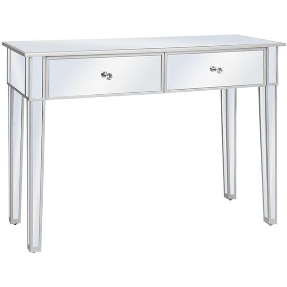 Table console miroir MDF et verre 106,5 x 38 x 76,5 cm