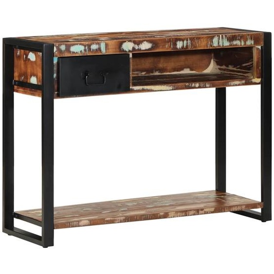 Table console multicolore 100x35x75 cm bois massif récupération