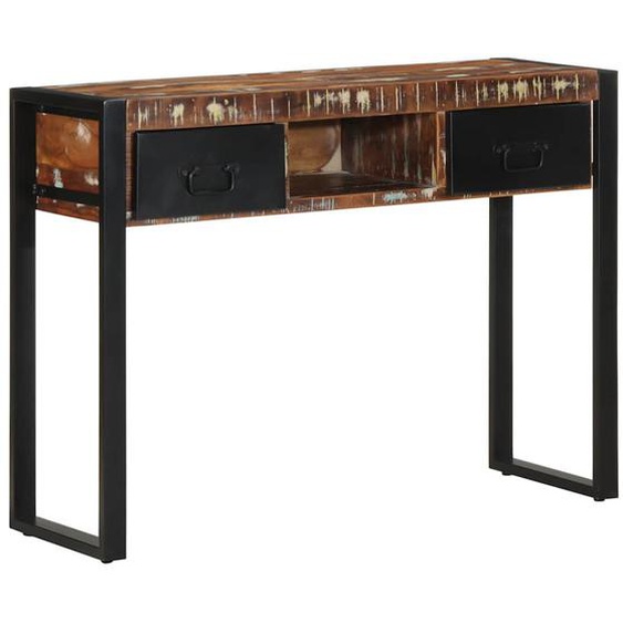 Table console multicolore 100x35x75 cm bois massif récupération