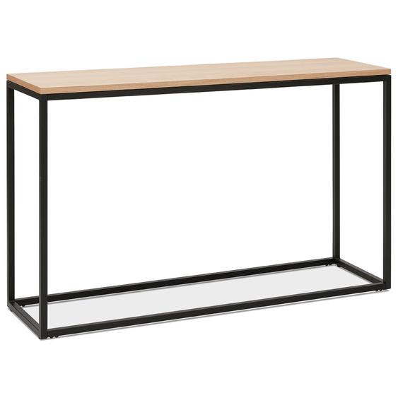 Table console style industriel RIVER en bois finition naturelle et métal noir