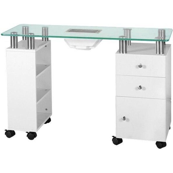 Table cosmétique en verre avec aspiration 013b blanc