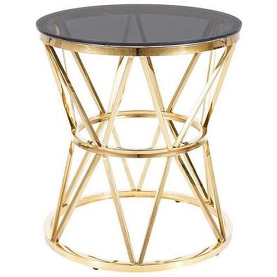 Table dappoint - AC-DÉCO - Design en verre trempé transparent et acier doré - D 50 x H 57 cm Noir