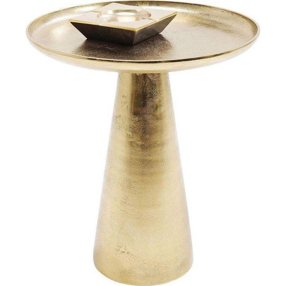 Table dappoint Benzoa® en aluminium, de style oriental, ovale, diamètre 80 cm, hauteur 45 cm, finition mate, couleur neutre – idéale pour les salons et les chambres